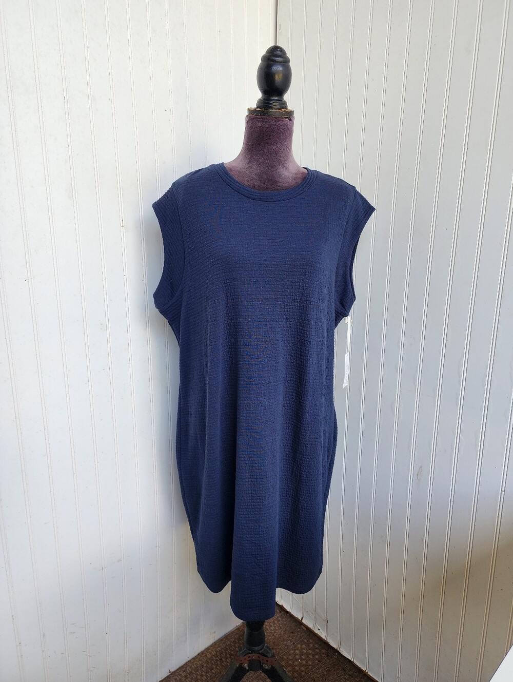 NWT Stylus Navy Platoon Blue Racer Back Jersey Dress Women's Short Sleeve XL